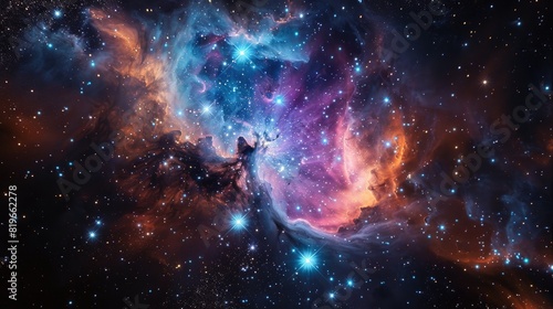 Abstract space background with cosmic nebula and stars 