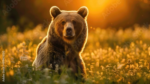 Brown bear in a meadow
