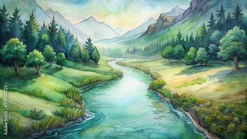 A crystal-clear stream winding its way through a verdant valley, reflecting the brilliant hues of the surrounding foliage and providing a haven for diverse aquatic life
