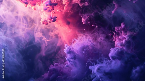 abstract smoke pink and purple color background, smoke in water, fluid ink cloud, dark fantasy