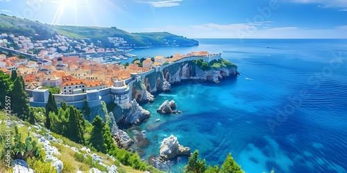 Aerial view of Dubrovnik old town in Croatia a famous European destination. Concept Travel, Dubrovnik, Croatia, Aerial View, European Destination