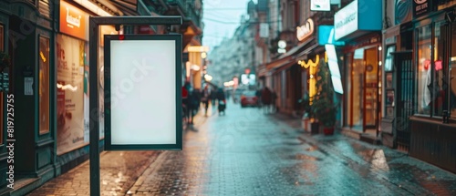 Empty street ad display near a popular tourist attraction