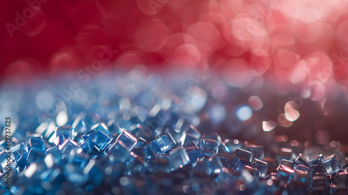 Blue translucent Plastic pellets Background Close-up Plastic granules Polymer plastic beads resin polymer