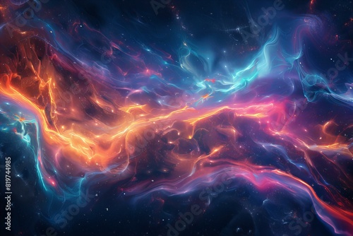 A colorful nebula with abundant stars and a distant nebula