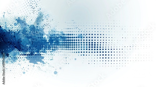 A blue-white abstract backdrop features symmetrical semi-circle motifs on both sides of the image