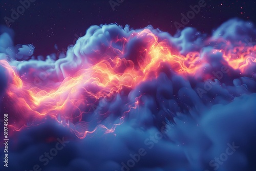 Close up of a cloud with a vivid red flame