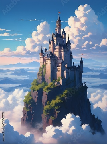 wallpaper book cover, a majestic castle that stands firmly above the clouds