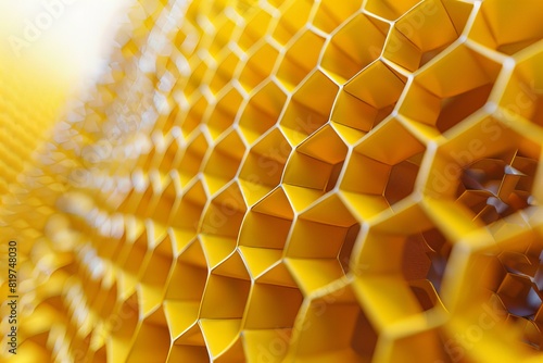 A close up of a honeycomb with a bee on it