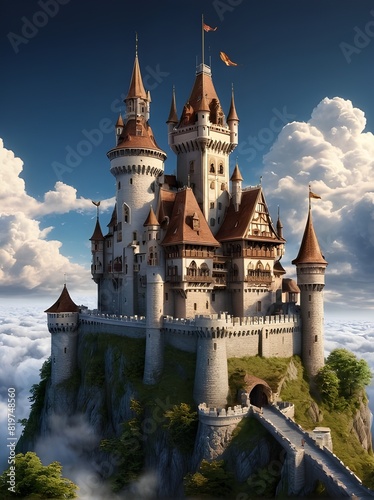 wallpaper book cover, a majestic castle that stands firmly above the clouds