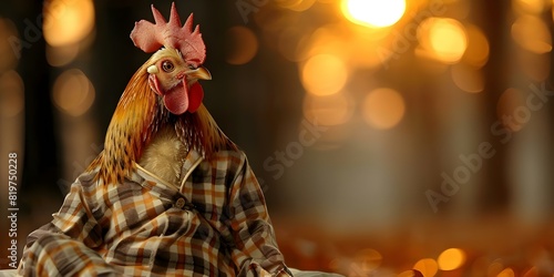 A rooster in pajamas wakes up late and starts the day. Concept Storytime