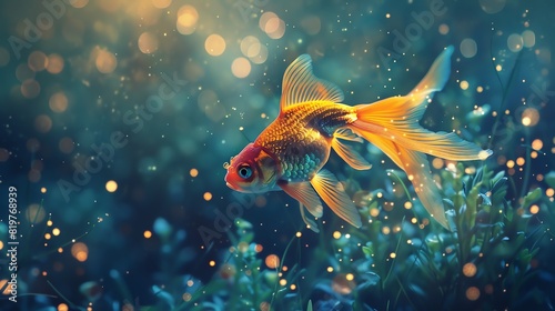 Elegant discus fish in a serene verdant aquarium environment