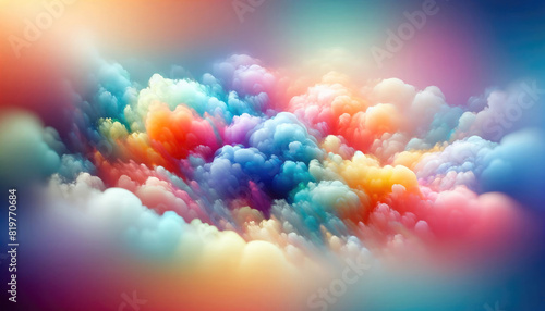 Clouds of colored smoke in rainbow shades 