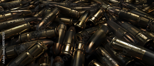 A sea of spent bullet casings, symbolizing relentless conflict and ammunition.