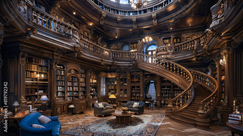 Inside a Multi-Story Library of Antique Collections