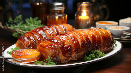 Christmas Delicacy. Brown Sugar-Glazed Ham.