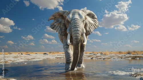 Spectacular Photorealistic scene of wild elephants