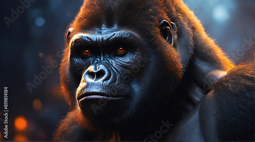 Portrait gorille gros plan regard IA 10