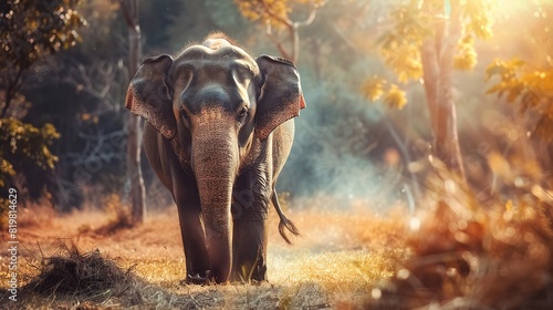 Beautiful Wise and old elephant the gentle giant of the jungle leading its majestic herd