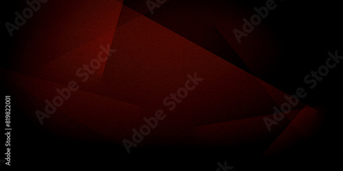 Abstract grainy ultra-wide pixel background with multicolored geometric shapes, lines, and rays in dark mix red cherry burgundy ruby garnet black gray gradient. Ideal for design, banners, templates