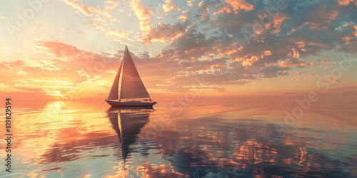 Sail across a tranquil lake at sunset