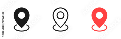 Location icon set, Map pin place marker. location pointer icon symbol in flat style. Red Location pin icon, Navigation sign