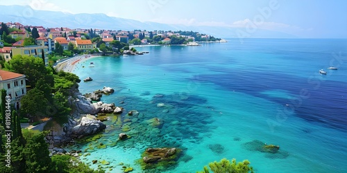 Croatias Adriatic coast boasts famous beach resorts like Opatija and Kvarner. Concept Beach Resorts, Adriatic Coast, Opatija, Kvarner