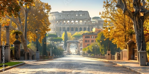 Ancient Italian architecture Colosseum in Rome Italy and historic Roman streets. Concept Italian Architecture, Colosseum, Roman Streets, Historic Rome, Ancient Buildings