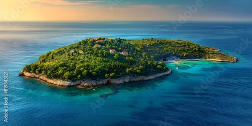 Aerial view of a beautiful island in the Adriatic Sea, Croatia. Concept Aerial Photography, Island Landscape, Adriatic Sea, Croatia Travel, Scenic Views