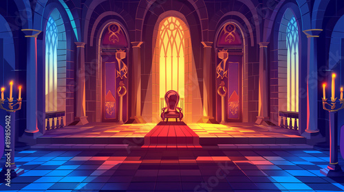 Cartoon, Royal room of king isolation background, Illustration