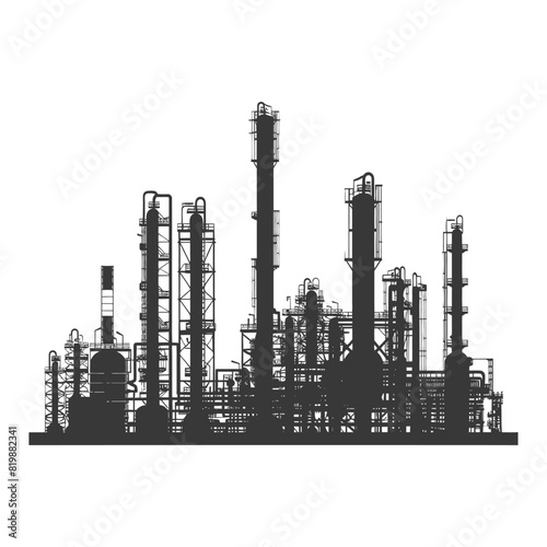 Silhouette Oil refinery industry black color only