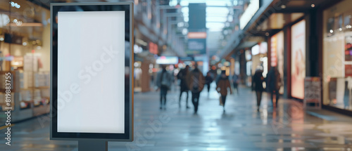 Blank billboard. Roll up mockup poster stand in an shopping center or mall environment as wide banner design with blank empty 