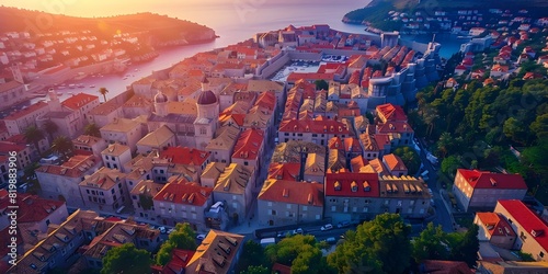 Aerial Perspective of Dubrovnik Old Town: A Popular European Travel Destination in Croatia. Concept Travel Destinations, Dubrovnik, Croatia, Aerial Photography, European Cities