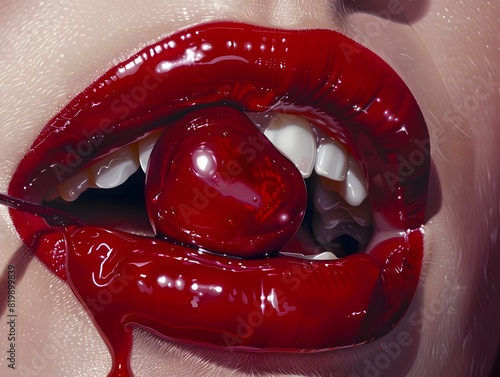 Captivating and Alluring Red Lips Oozing Sensuality and Desire