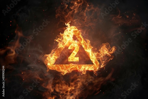 A triangle symbol engulfed in flames, suitable for concepts of danger and warning signs