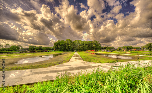 Impressive cloudscape covering a rural landscape in The Netherlands.