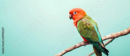 Parrot talking and mimicking sounds,with Pastel Mint background,free space, with copy space for text