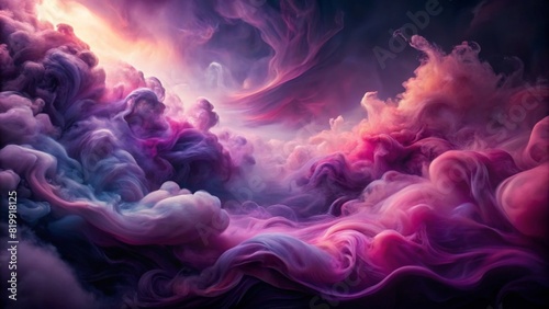 A dark purple and pink colored abstract background with smoke, fluid art style, digital painting with smooth curves