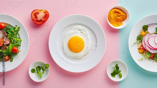 Bright and Healthy Keto Diet Food Spread on Minimalist Background
