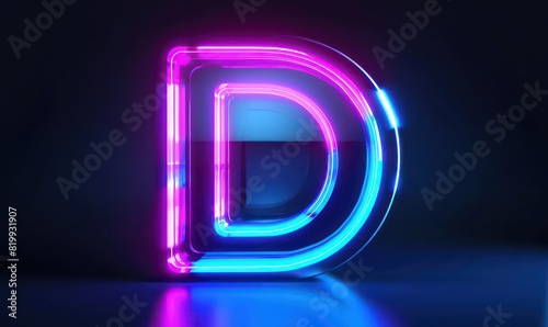 d capital letter futuristic logo design on a flat black background