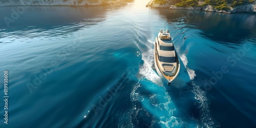 Luxury Yachts on the Blue Adriatic Sea from Above. Concept Yachting, Luxury Travel, Aerial Photography, Adriatic Sea, Blue Waters