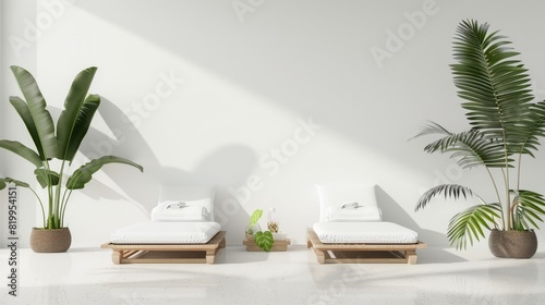 A high-end spa retreat offering exclusive treatments in a luxurious setting, illustrating wealth.,space for text,,isolated on white background