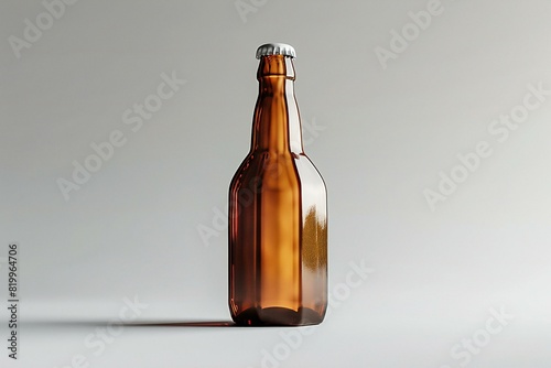 Depicting a coffee octagon beer bottle on white background stock photo 