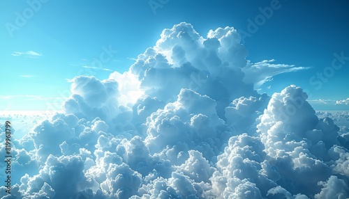 Majestic cloud formation captured in a vibrant blue sky, perfect for backgrounds and inspirational themes, radiating tranquility and beauty.
