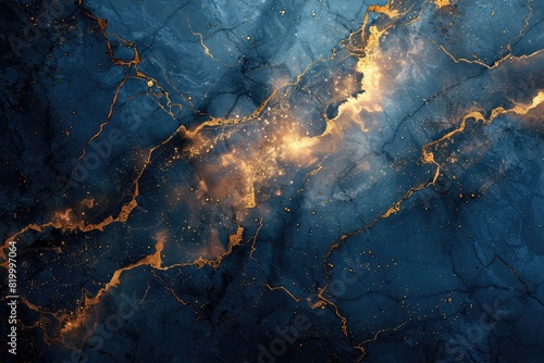 Blue and gold marble texture with glowing veins. AIG51A.
