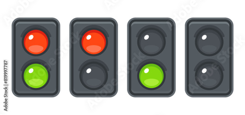 Red and green traffic light set