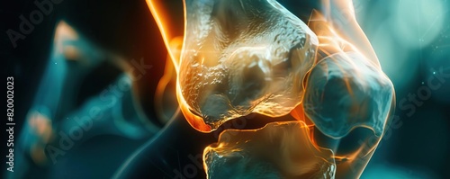 A cinematic Xray image of a knee injury, captured in ultrahigh definition 