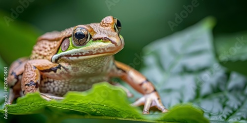 A closeup of a frog on a leaf