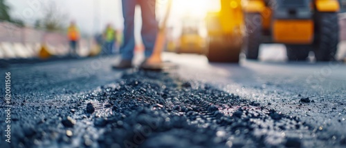 New asphalt being laid on a road