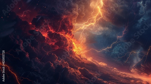heavy colorful lightnings background, 16:9