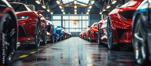 Luxury sports cars displayed in a contemporary showroom featuring highgloss and sleek design. Explore a lineup of highperformance vehicles for automotive enthusiasts and admirers of excellence
